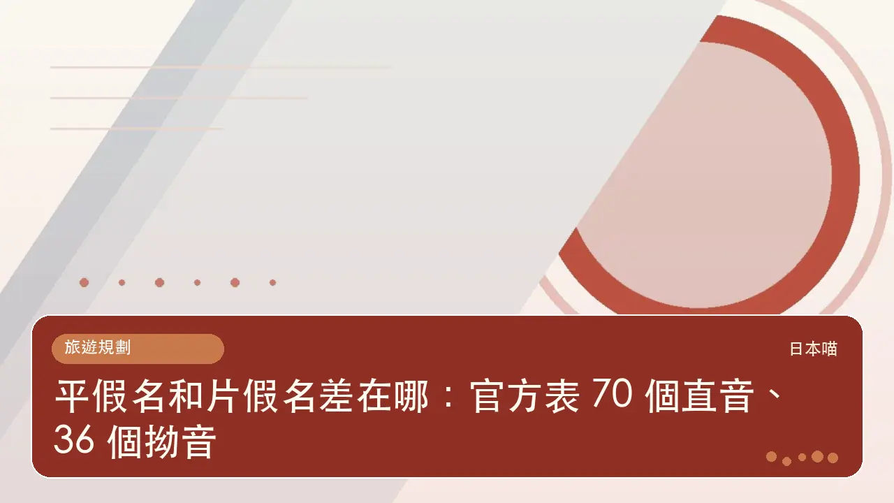 平假名和片假名差在哪：官方表 70 個直音、36 個拗音主題插畫