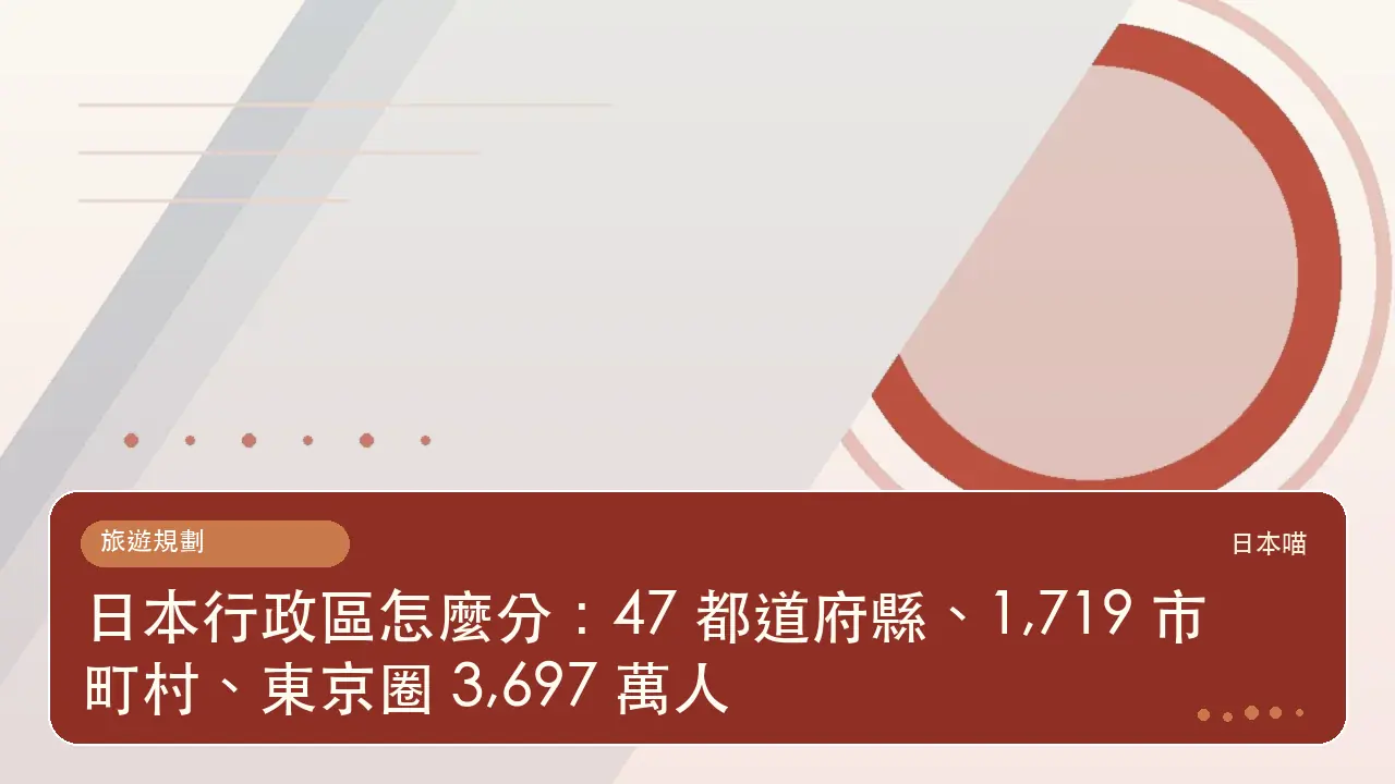 日本行政區怎麼分:47 都道府縣、1,719 市町村、東京圈 3,697 萬人主題插畫