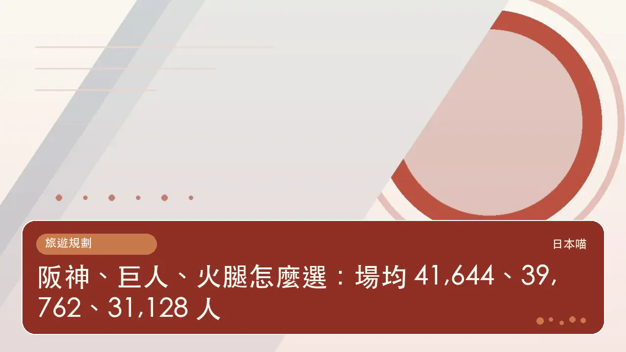 阪神、巨人、火腿怎麼選:場均 41,644、39,762、31,128 人主題插畫